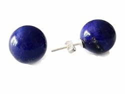 Lapislazuli Edelstein Kugel Ohrstecker groß 12 mm Echtsilber blau