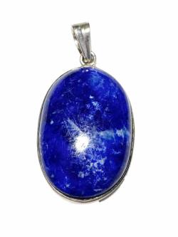 Lapislazuli blau oval Ketten Anhänger Echtsilberfassung
