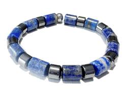 Lapislazuli blau Hämatit Edelstein Stretch Armband Zylinder