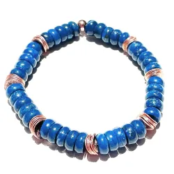 Lapislazuli Button Designer Edelsteinarmband mit rosé vergoldeten Silberbuttons