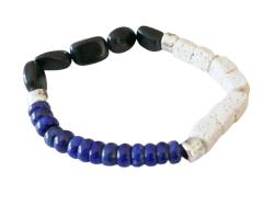 Wintertyp Farben Edelstein Armband Lapis Blaufluss lava weiß blau