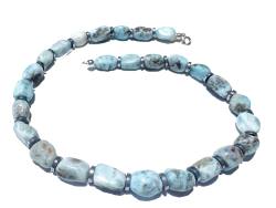 Larimar Hämatit Edelstein Nugget Kette Halskette Collier blau hellblau Größenwahl