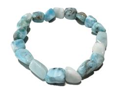 Larimar hellblau Edelstein Nugget Stretcharmband Armband