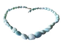 Larimar Edelstein Nugget Kette Collier Halskette Verlauf 45 cm