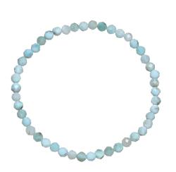 Larimar hellblau Edelstein Kugel Armband facettiert Stretcharmband