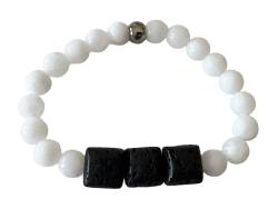 Lava Duft Stein Kissen Edelsteinarmband Baryt weiß Längen Wahl