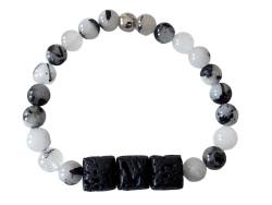Lava Stein duft Kissen Turmalinquarz Edelstein Kugel Stretch Armband Längen Wahl