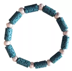 Lava Lavastein blau Edelstein Stretch Armband mit Silverdust Perlen