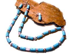 Lava Steinkette Halskette blau Tibetsilber