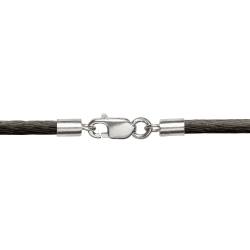 Lederband schwarz  aus Ziege ca. 1,5 mm Karabiner versilbert 40 cm