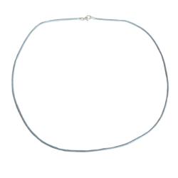 weiches Ziegen Lederband Lederkette grau mit Echsilber Karabinerhaken 45 cm