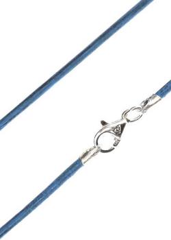 weiches Ziegen Lederband Lederkette blau mit Echsilber Karabinerhaken 45 cm
