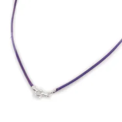 weiches Ziegen Lederband Lederkette violett mit Echtsilber Karabinerhaken 45 cm