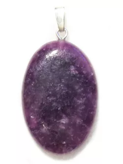 Lepidolith Lithiumglimmer Edelstein Cabochon oval Ketten Anhänger Echtsilberöse violett