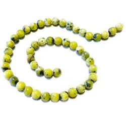 Lizardit gelb grün Edelstein Halskette Kugelkette Größenwahl