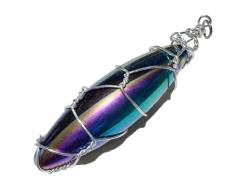 Magnetit Titanium Aura irisierend in Silber Draht groß