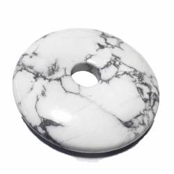 Magnesit Edelstein Donut weiß weiss Anhänger 4 cm