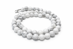 Magnesit weiß geknotet Edelstein Kette 50 cm