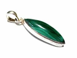 Malachit Edelstein Cabochon Ketten Silber Anhänger Navette