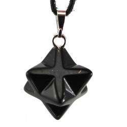 Schungit schwarz Merkaba Sterntetraeder Silber Anhänger