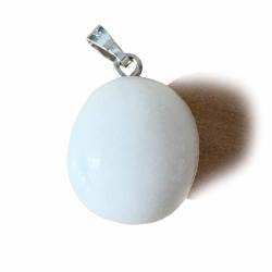 Milchquarz Schneequarz freeform Silber Ketten Trommelstein Anhänger