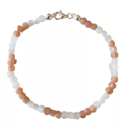 Mondstein rosa weiß Edelstein Würfel Armband 925 Echtsilberverschluss