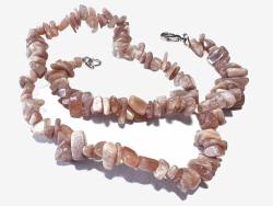 Mondstein braun Splitterkette Halskette 45cm