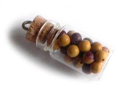 Mookait Edelstein Perlen in Glasfläschchen mit Korken Kettenanhänger
