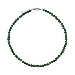 Jade nephrit Edelstein Kette Halskette Collier grün rhodoniert Verlängerungskettchen
