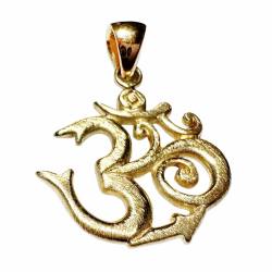 OM Zeichen Symbol Echtsilber vergoldet Kettenanhänger matt 25 mm