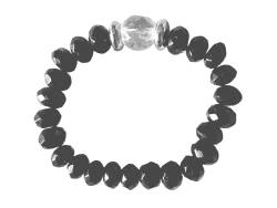 Onyx Bergkristall schwarz weiß Finger Ring Echtsilber Elastikband dehnbar