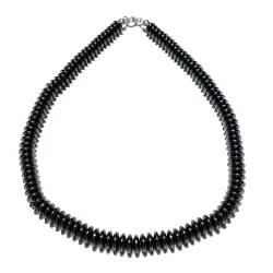 Onyx Edelstein Linsen Kette schwarz