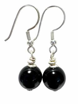 Onyx schwarz Silber Edelstein Ohrringe Ohrhänger