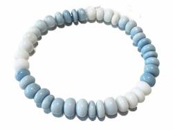 Opalith echt hellblau natürlich aus Oregon Elastik Edelstein Button Armband Längenwahl