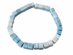 Opalith echt hellblau natürlich aus Oregon Elastik Edelstein Würfel Armband Längenwahl