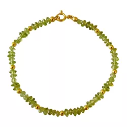 Peridot Button Edelstein Armband grün mit vergoldetem Echtsilber