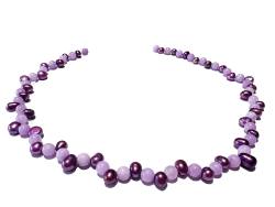 Quarz und Süßwasserperlen flieder (gefärbt) Edelstein Kette Längenwahl