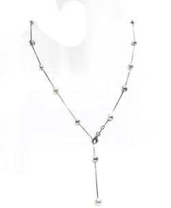 Perlenkette weiß Silberkette Halskette Silber poliert 43-50 cm