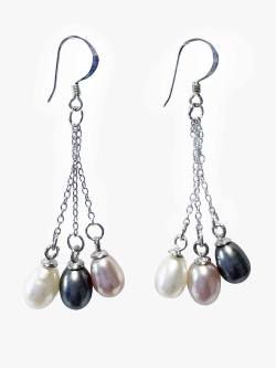 Perlen Zuchtperlen Ohrringe Ohrhänger 925er Echtsilber blau weiß Trosa Tropfen