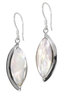 Perlmutt weiß 925 Silber Ohrhänger oval Philippinen