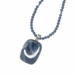 Pietersit Edelstein Kettenanhänger mit Lapislazuli Kette blau 60 cm und Silberelementen Namibia