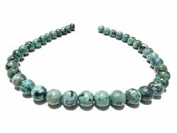 Prasem afrikanischer Türkis blaugrün Edelstein Kugelkette Halskette Collier Größenwahl