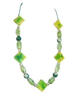Prehnit Prasem Achat grün Edelstein Halskette verstellbar Lederband