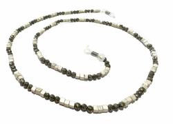 Edelstein Brillenkette Pyrit bronze Hämati creme Echtsilber Verschluss Längenwahl