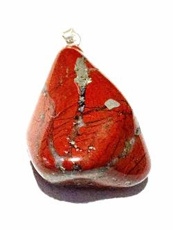 Pyrit Jaspis rot Edelstein Cabochon freeform Anhänger Kettenanhänger Silberöse