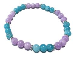 Quarz blau flieder Heilstein Kugel Armband mit Echtsilber Buttons Längenwahl