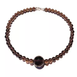 Rauchquarz Edelstein Kette mit großer Rauchquarzkugel braun