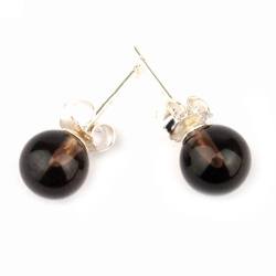 Rauchquarz braun Edelstein Kugel Ohrstecker Ohrringe Echtsilber