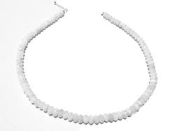 Regenbogenmondstein Edelstein Heilstein weiß Button Halskette Collier Kette