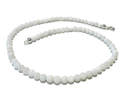 Regenbogenmondstein Edelstein Kugelkette Halskette Collier Kette weiß